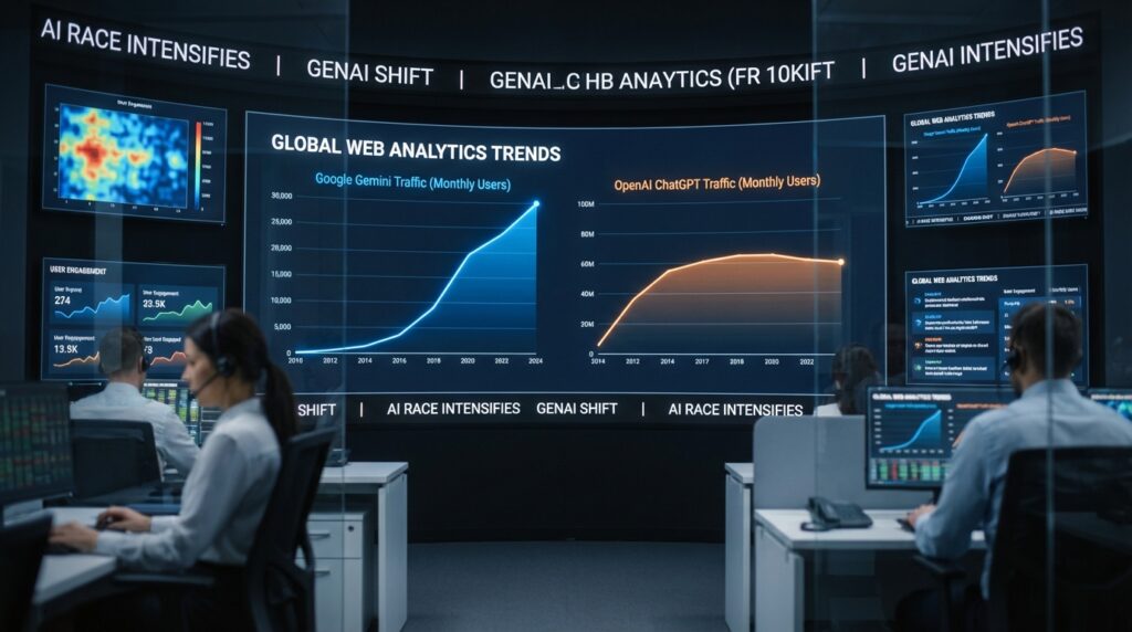 découvrez l'essor de gemini avec une forte augmentation de trafic, tandis que chatgpt voit un ralentissement de sa croissance. analyse des tendances et perspectives.