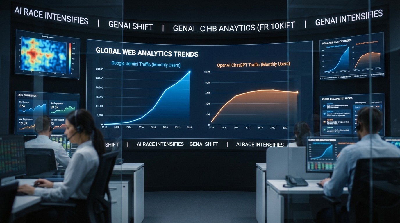 découvrez l'essor de gemini avec une forte augmentation de trafic, tandis que chatgpt voit un ralentissement de sa croissance. analyse des tendances et perspectives.