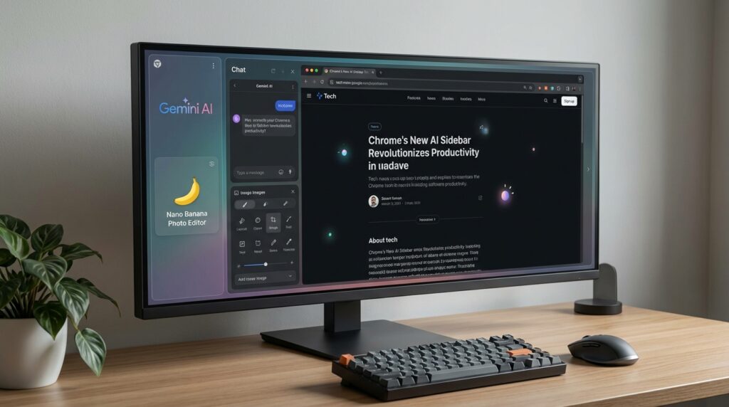 découvrez le nouveau panneau latéral innovant de google chrome, conçu pour optimiser votre expérience avec gemini et nano banana, offrant un accès rapide et simplifié aux fonctionnalités clés.