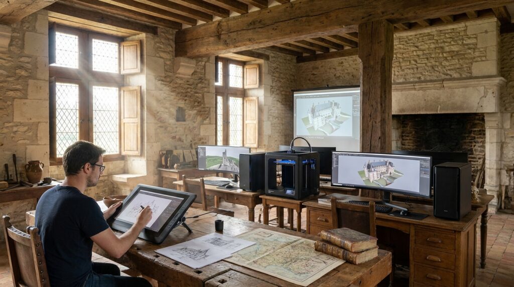 plongez dans l'atelier numérique d'asnières-sur-vègre, situé au cœur d'un manoir historique, et explorez l'alliance unique entre patrimoine et innovation technologique.
