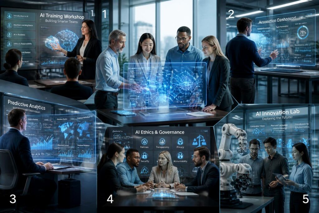 découvrez cinq approches clés pour intégrer efficacement l'intelligence artificielle dans votre environnement professionnel et transformer vos processus de travail.