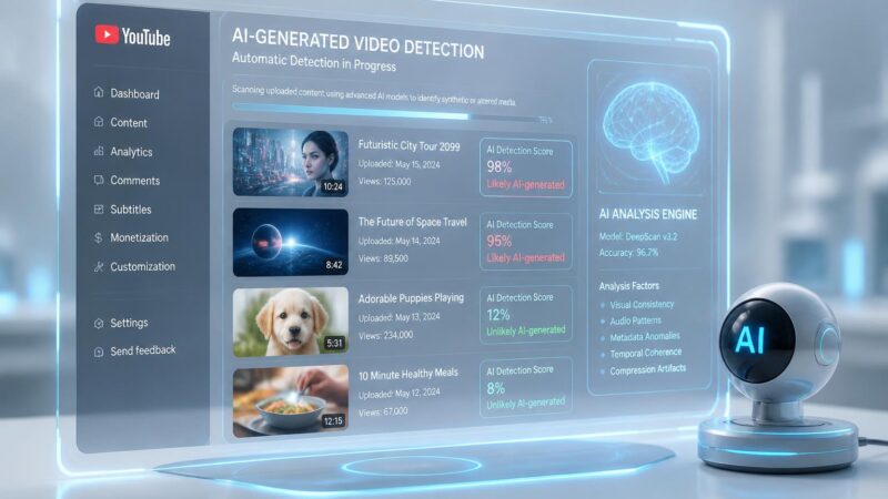 youtube met en place une détection automatique des vidéos générées par intelligence artificielle, sans nécessiter de déclaration préalable des créateurs, pour mieux contrôler le contenu sur sa plateforme.