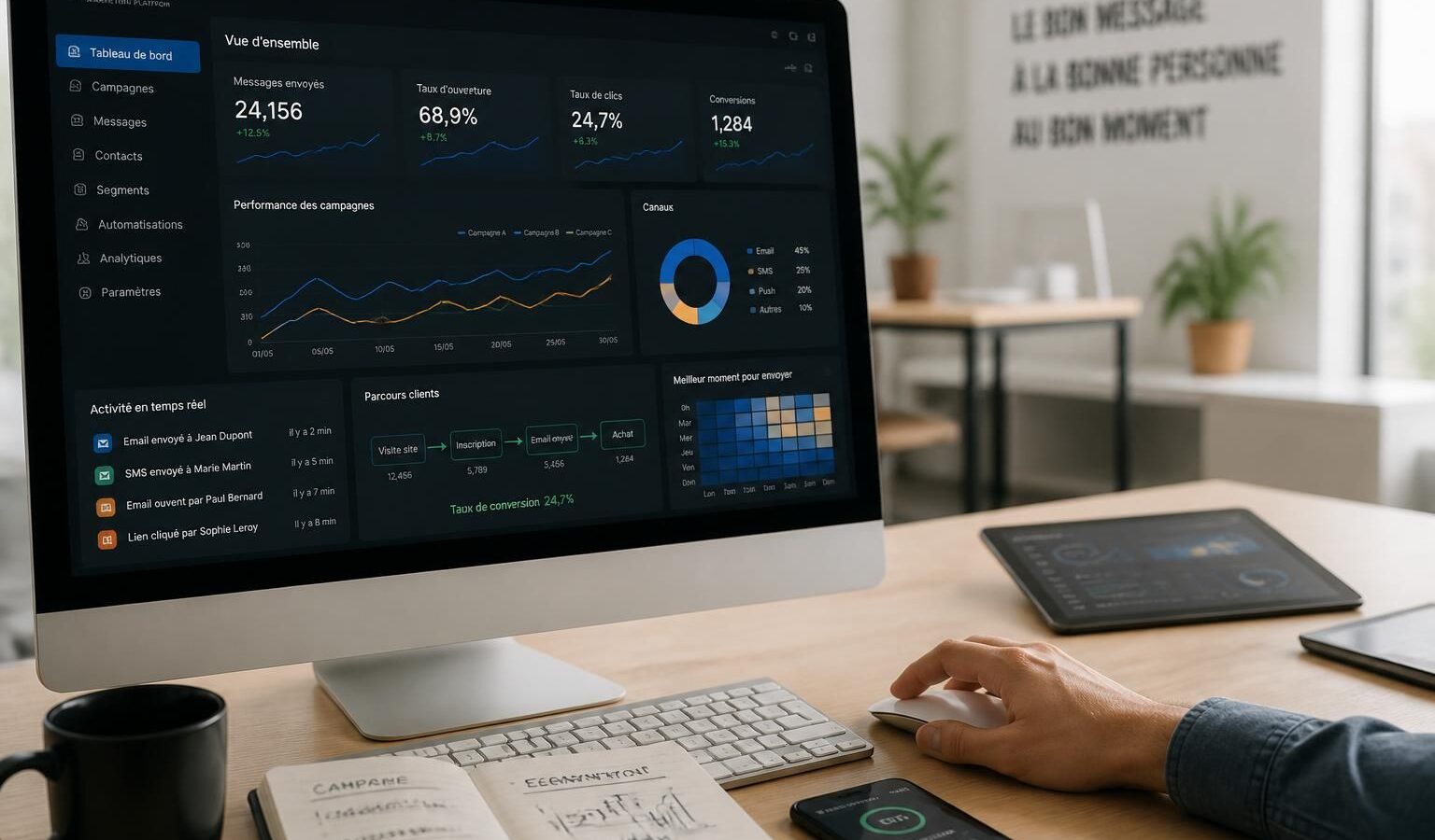 optimisez vos campagnes marketing avec l'automatisation comportementale : envoyez les messages parfaits au moment clé, en fonction des signaux d'achat de vos prospects pour maximiser vos conversions.