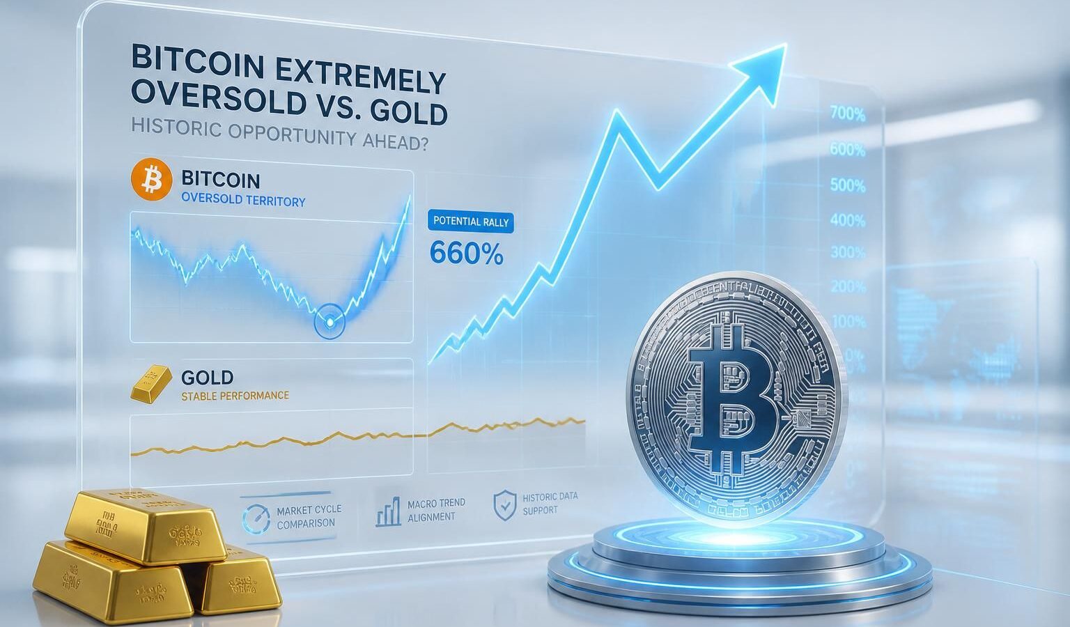 analyse de la situation actuelle du bitcoin en zone de survente extrême par rapport à l’or, et exploration d’un potentiel rallye historique pouvant atteindre 660 %.