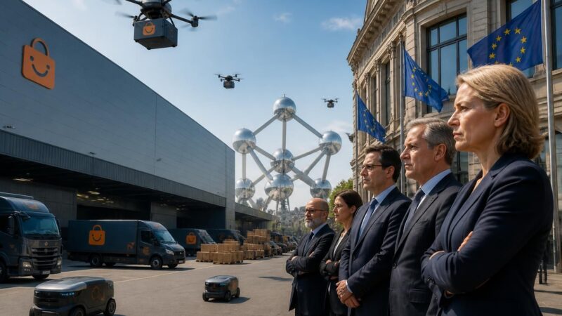un géant chinois de l'e-commerce cherche à s'implanter en europe, mais fait face à une forte opposition de bruxelles qui s'inquiète des enjeux économiques et réglementaires.