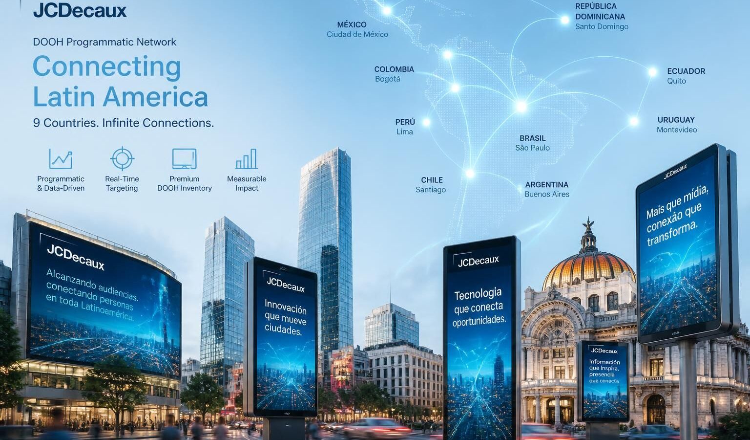jcdecaux étend son offre dooh programmatique dans neuf pays d'amérique latine, renforçant ainsi sa présence et son innovation dans la publicité extérieure digitale.