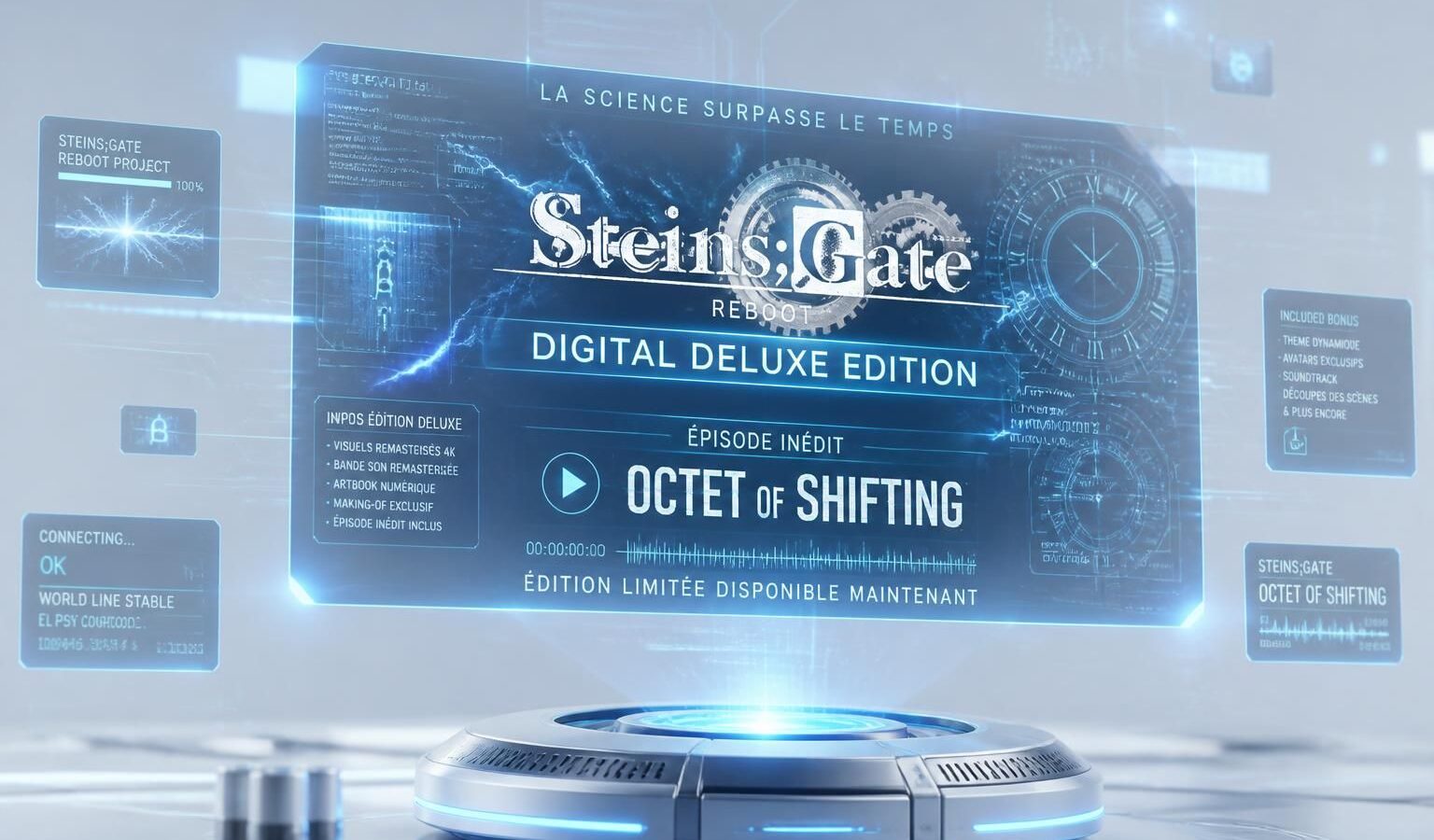 découvrez la digital deluxe edition de steins;gate pour le reboot, accompagnée de la révélation exclusive de l'épisode inédit octet of shifting, une expérience incontournable pour les fans.