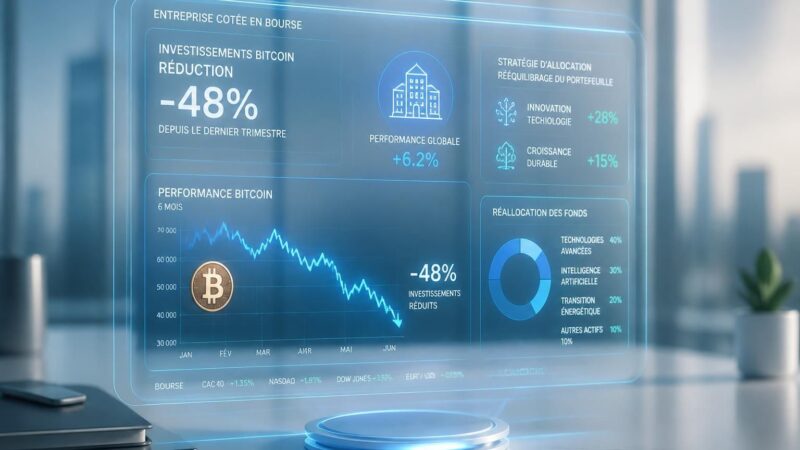 découvrez comment une entreprise cotée en bourse a réduit ses investissements en bitcoin de près de 50%, impactant ainsi le marché des cryptomonnaies.