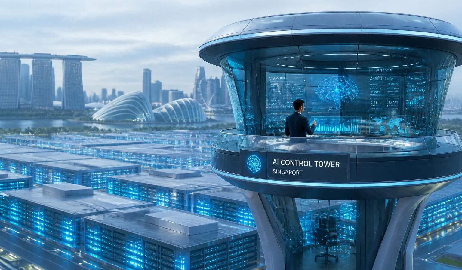 découvrez comment une tour de contrôle innovante à singapour supervise l'intelligence artificielle dans les centres de données, optimisant la gestion et la performance des infrastructures numériques.