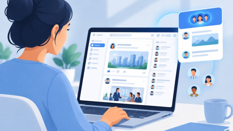 Écran de smartphone affichant le nouveau fil LinkedIn réservé aux publications du réseau