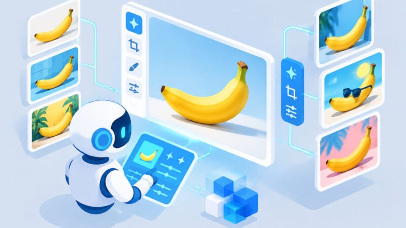 Interface de Nano Banana 2.1 de Google générant et retouchant des images par IA