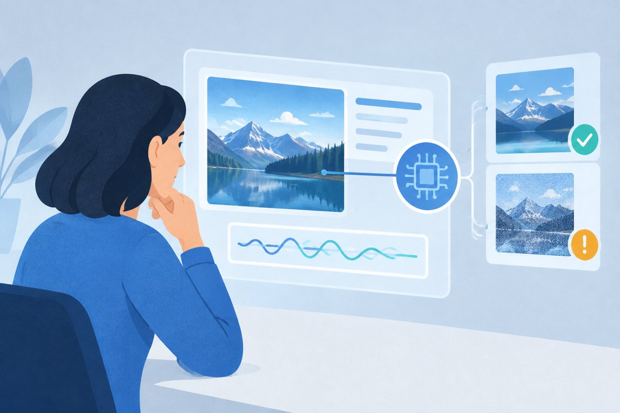 Interface de Google SynthID Detector analysant un contenu pour identifier une création par IA