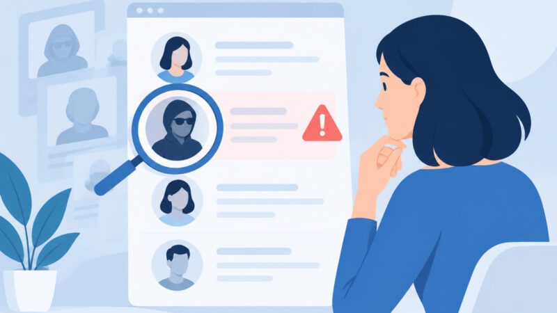 Écran affichant des faux profils auteurs Google signalés par un avertissement SEO