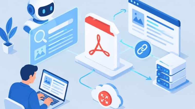 Écran affichant un fichier PDF et un schéma sur l'indexation PDF Google