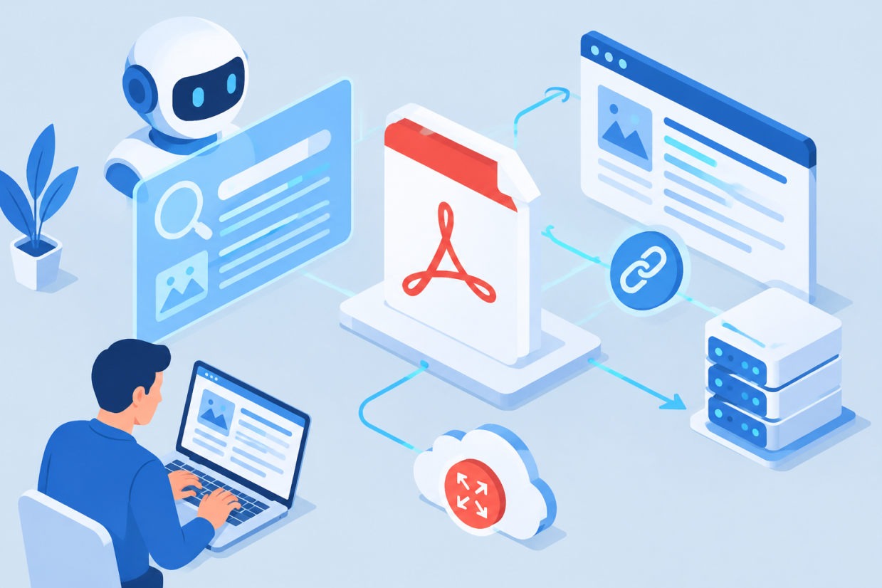 Écran affichant un fichier PDF et un schéma sur l'indexation PDF Google