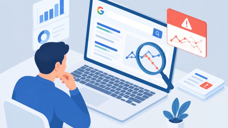 Tableau de bord de suivi positions google affichant des courbes de classement irrégulières